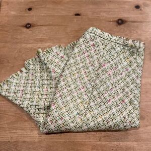 I C E Vintage Tweed Houndstooth Fully lined fringe pleats 90’s preppy academia M